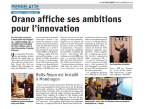 BMExo dans le dauphiné libéré pour sa participation à la journée innovation d'ORANO Tricastin