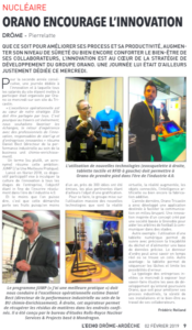 Article présentant les solutions BMExo lors de la journée de l'innovation 2019 d'ORANO Tricastin